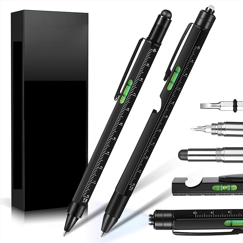 9-in-1 pudeļu attaisāmais turētājs pildspalvas maciņš LED gaismas pildspalva daudzfunkcionāla pildspalvas rīks 6-in-1 metāla lodīšu pildspalva dāvanu pildspalva