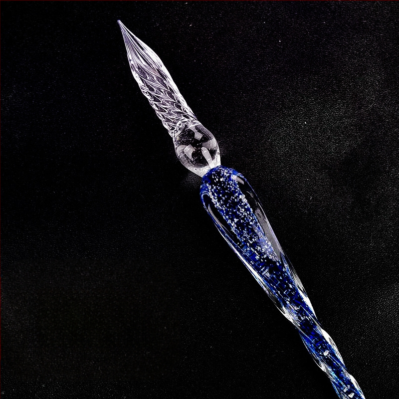 Rankų darbo šviečiantis stiklinis rašiklis, panardintas į vandenį, šviečiantis ženklų rašiklis, šviečiantis rašiklis