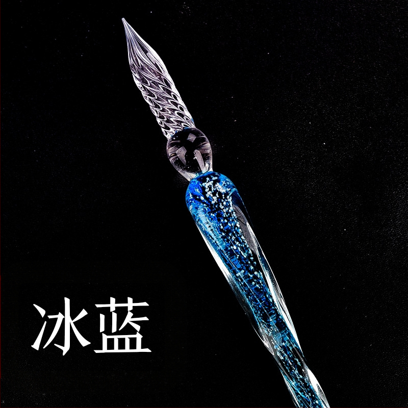 Rankų darbo šviečiantis stiklinis rašiklis, panardintas į vandenį, šviečiantis ženklų rašiklis, šviečiantis rašiklis