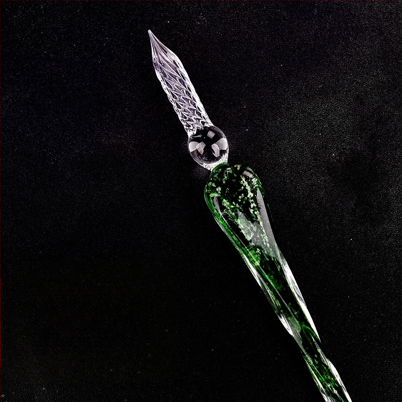 Rankų darbo šviečiantis stiklinis rašiklis, panardintas į vandenį, šviečiantis ženklų rašiklis, šviečiantis rašiklis