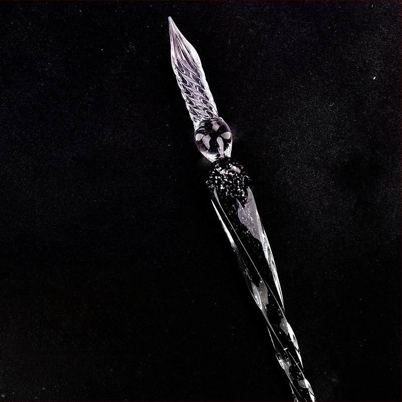 Rankų darbo šviečiantis stiklinis rašiklis, panardintas į vandenį, šviečiantis ženklų rašiklis, šviečiantis rašiklis