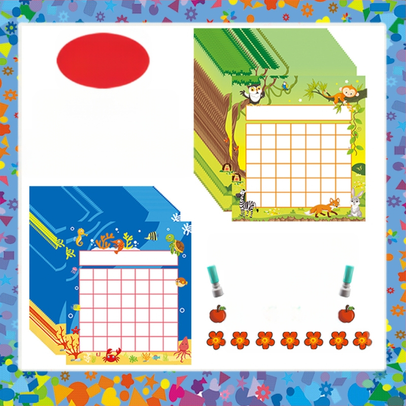 Klasės mokymo skatinimo kortelės tvarkaraštis, animacinis pradinės mokyklos mokinio pritaikytas darželio vaikų antspaudo kortelės apdovanojimo stalas