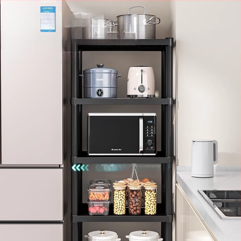 Köögivahe hoiuriiul põrandale, mitmekihiline, mitmeotstarbeline poti hoiuriiul mikrolaineahju majapidamise hoiuriiul plastist