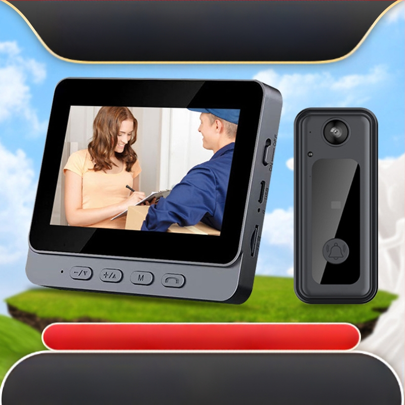 Juhtmevaba visuaalne uksekell ekraaniga, kodune intelligentne valvekaamera, vargusvastane uks, libisemisvastane elektrooniline intercom uksepeegel