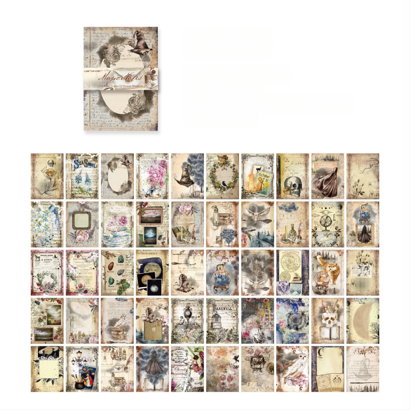 Momo retromaterjalide paberist dünastia ja õhtu sarja kollaažide käsiraamat, isetegemise dekoratiivne alusmaterjal, 100 tükki