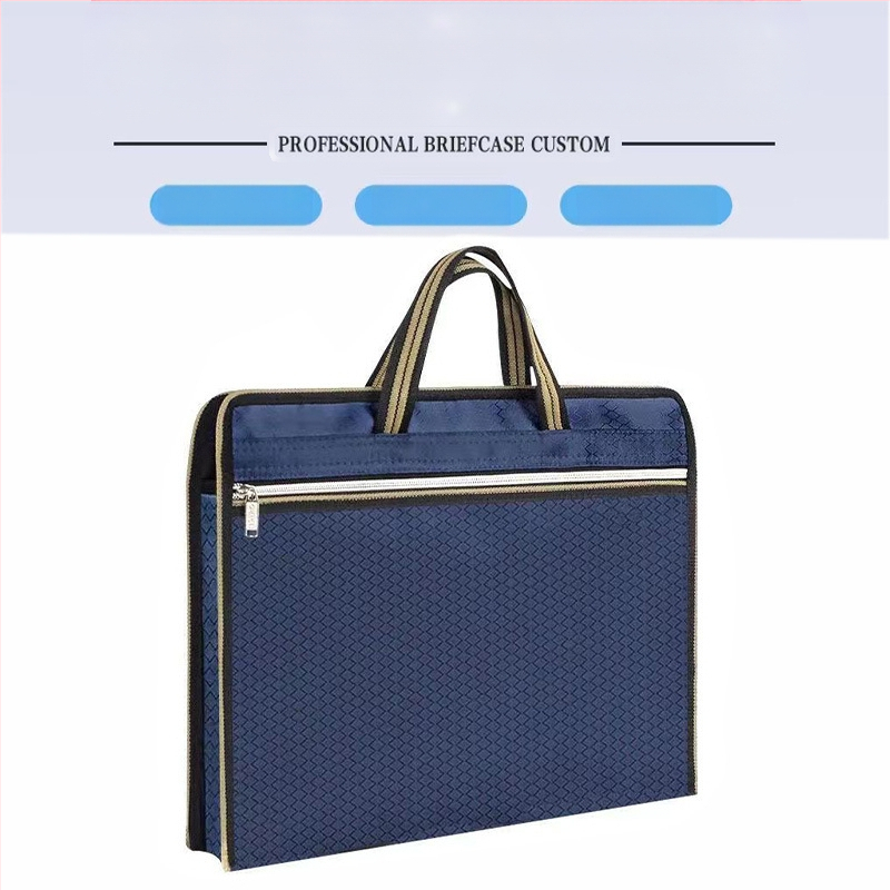 Търговия на едро преносимо куфарче за конференции от плат Оксфорд с цип, чанта за съхранение на данни, чанта за файлове с печатно лого