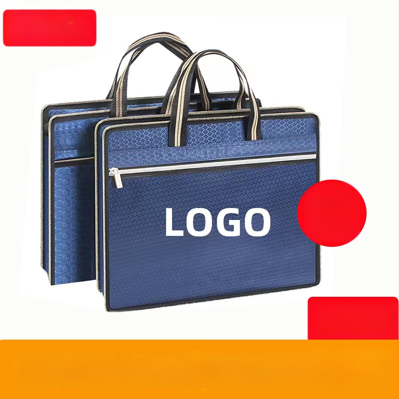 Търговия на едро преносимо куфарче за конференции от плат Оксфорд с цип, чанта за съхранение на данни, чанта за файлове с печатно лого
