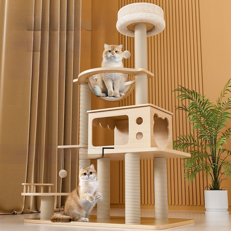 Σκελετός αναρρίχησης γάτας, Δέντρο για γάτες, Μεγάλο ράφι φωλιάς γάτας, Μικρό διαμέρισμα, Δεν καταλαμβάνει χώρο, Παιχνίδι γάτας, Βίλα διπλής κάψουλας για γάτες