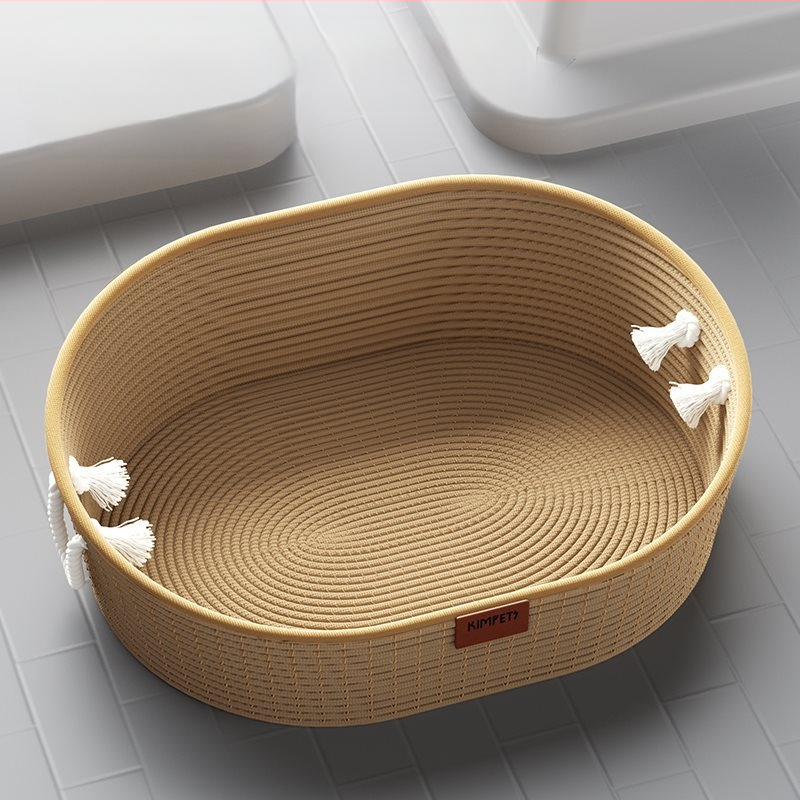 Katės lizdas „Four Seasons“ universalus austas medvilninis ir lininis krepšelis, šiltas žieminis nešiojamas guolis, katės miego kilimėlis, katės draskymo lenta, katės reikmenys augintiniams