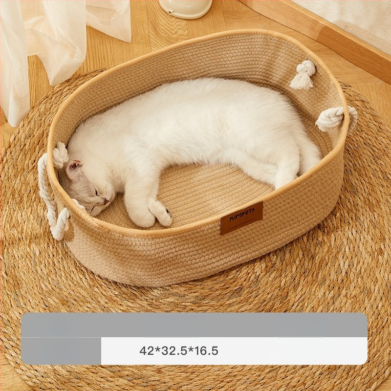 Katės lizdas „Four Seasons“ universalus austas medvilninis ir lininis krepšelis, šiltas žieminis nešiojamas guolis, katės miego kilimėlis, katės draskymo lenta, katės reikmenys augintiniams
