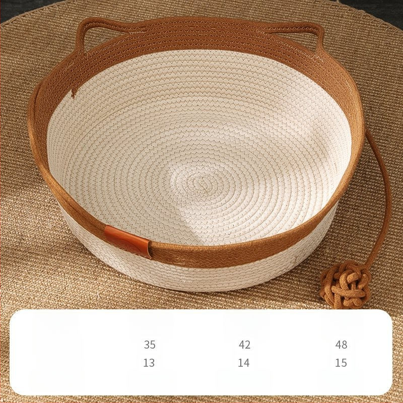 Katės lizdas „Four Seasons“ universalus austas medvilninis ir lininis krepšelis, šiltas žieminis nešiojamas guolis, katės miego kilimėlis, katės draskymo lenta, katės reikmenys augintiniams