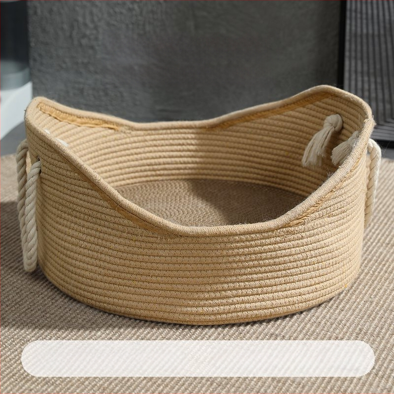 Katės lizdas „Four Seasons“ universalus austas medvilninis ir lininis krepšelis, šiltas žieminis nešiojamas guolis, katės miego kilimėlis, katės draskymo lenta, katės reikmenys augintiniams