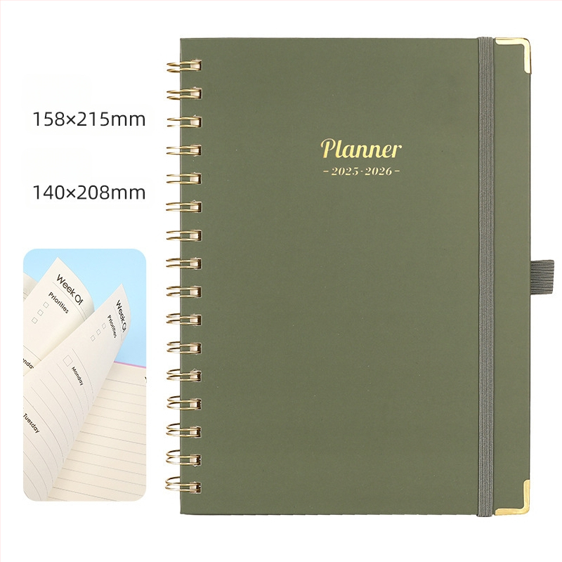 Ameerika nädalaplaani A5 spiraalmärkmik, horisontaalne märkmik, ajakava märkmik, inglise päevik, õpilase märkmik, hulgimüük