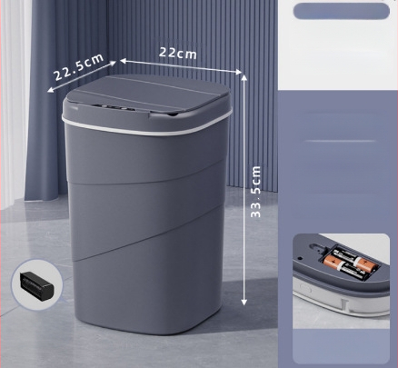 25 metų senumo nauja išmanioji šiukšliadėžė su įmontuotu mėlynu šviečiančiu slėgio žiedu, atverčiamu dangteliu, 18 l talpos, besisukančiu išmaniuoju jutikliu.