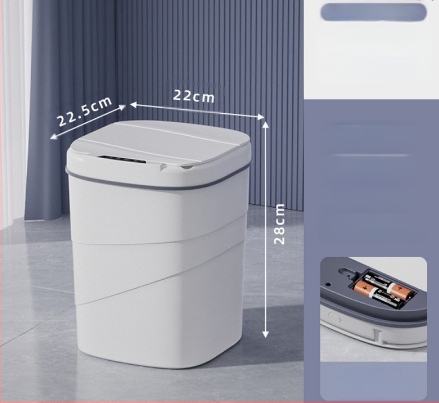 25 metų senumo nauja išmanioji šiukšliadėžė su įmontuotu mėlynu šviečiančiu slėgio žiedu, atverčiamu dangteliu, 18 l talpos, besisukančiu išmaniuoju jutikliu.