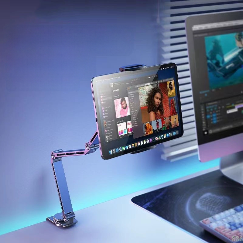 Tahvelarvuti kronstein alumiiniumsulamist kokkupandav 360 kraadi pöörlev universaalne mobiiltelefoni integreeritud laiskpadja tugiraam