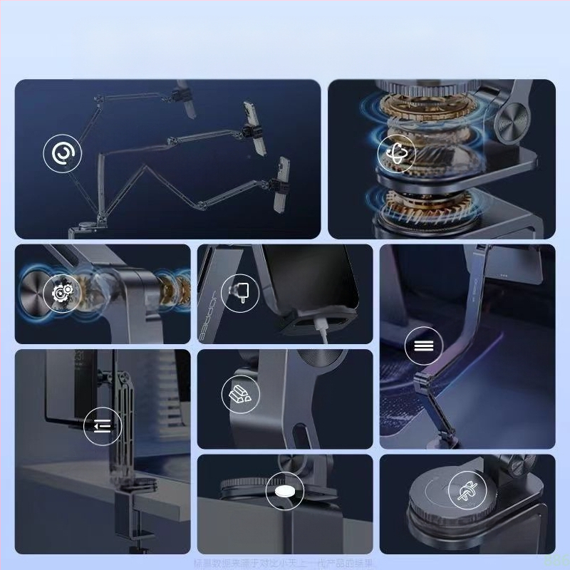 Tahvelarvuti kronstein alumiiniumsulamist kokkupandav 360 kraadi pöörlev universaalne mobiiltelefoni integreeritud laiskpadja tugiraam