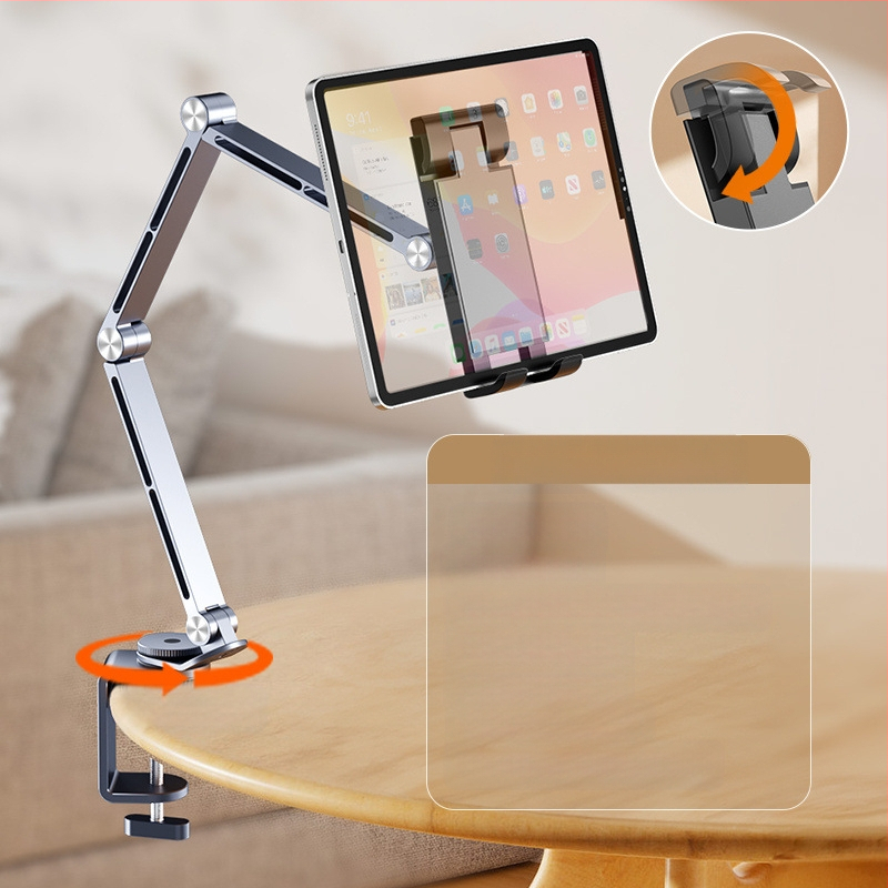 Tahvelarvuti kronstein alumiiniumsulamist kokkupandav 360 kraadi pöörlev universaalne mobiiltelefoni integreeritud laiskpadja tugiraam