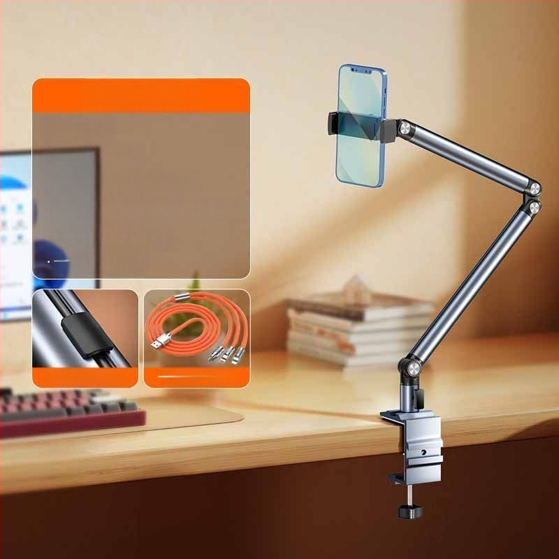 Tahvelarvuti kronstein alumiiniumsulamist kokkupandav 360 kraadi pöörlev universaalne mobiiltelefoni integreeritud laiskpadja tugiraam