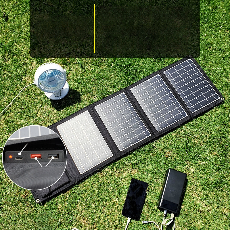 Monokristallilise räni päikeselaadimisplaat reguleeritud välistingimustes kasutatava kaasaskantava kokkupandava mobiiltelefoni laadimise aare kiire laadimisega fotogalvaaniline aku