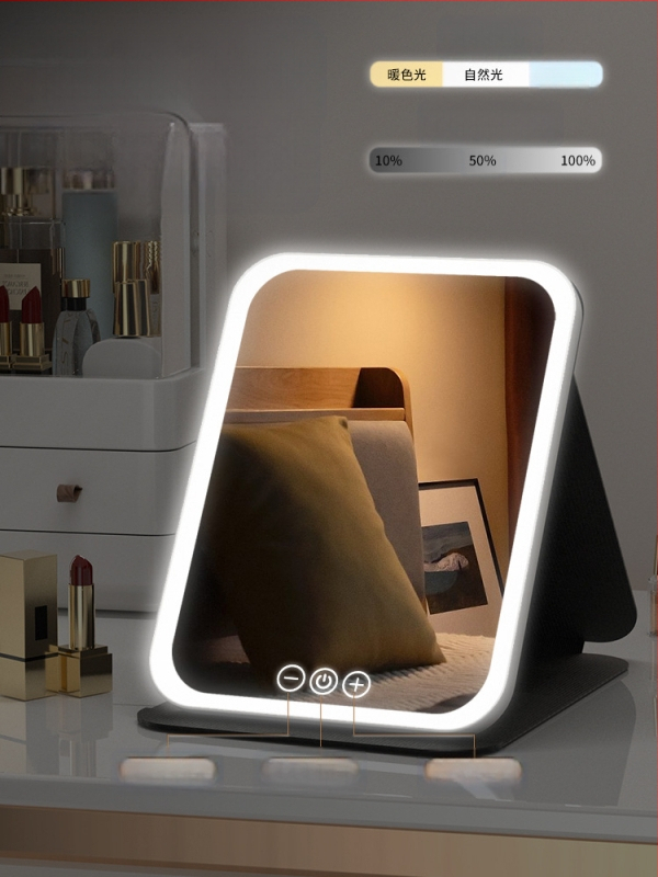 HD sminktükör asztali led lámpával asztali öltözőtükör lámpával kis tükör kényelmes diákszálló összecsukható új termék