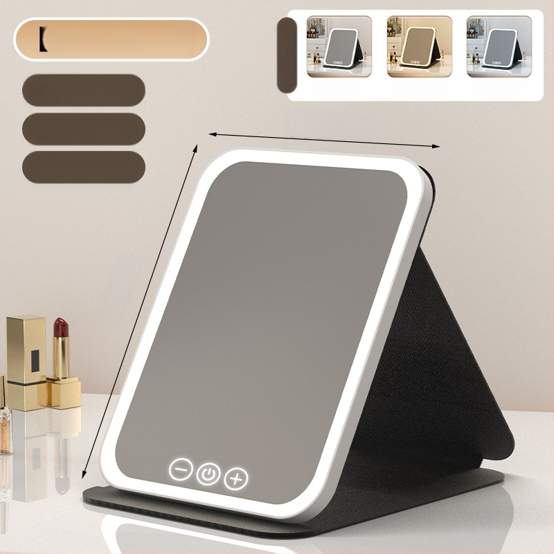 HD sminktükör asztali led lámpával asztali öltözőtükör lámpával kis tükör kényelmes diákszálló összecsukható új termék