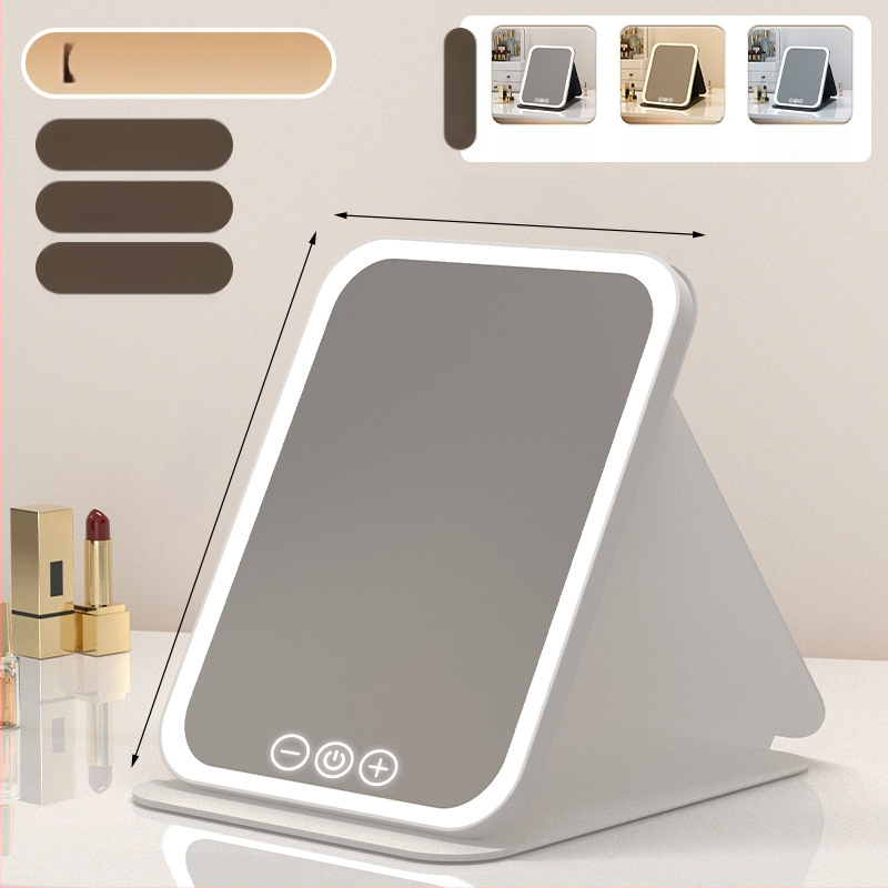 HD sminktükör asztali led lámpával asztali öltözőtükör lámpával kis tükör kényelmes diákszálló összecsukható új termék