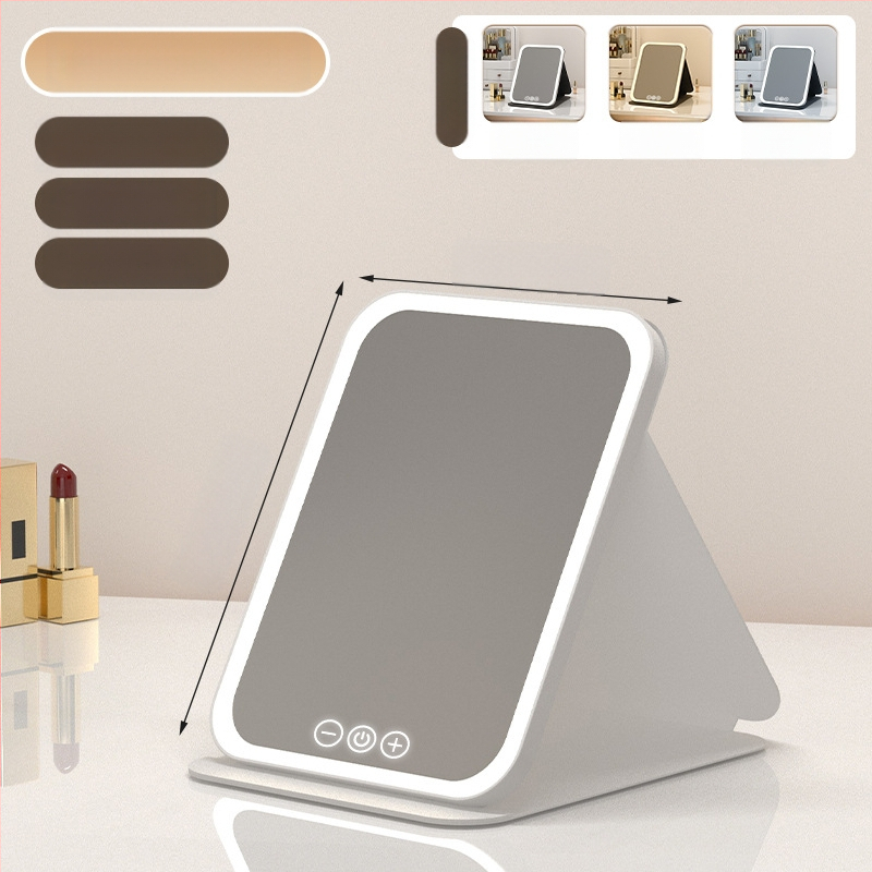 HD sminktükör asztali led lámpával asztali öltözőtükör lámpával kis tükör kényelmes diákszálló összecsukható új termék