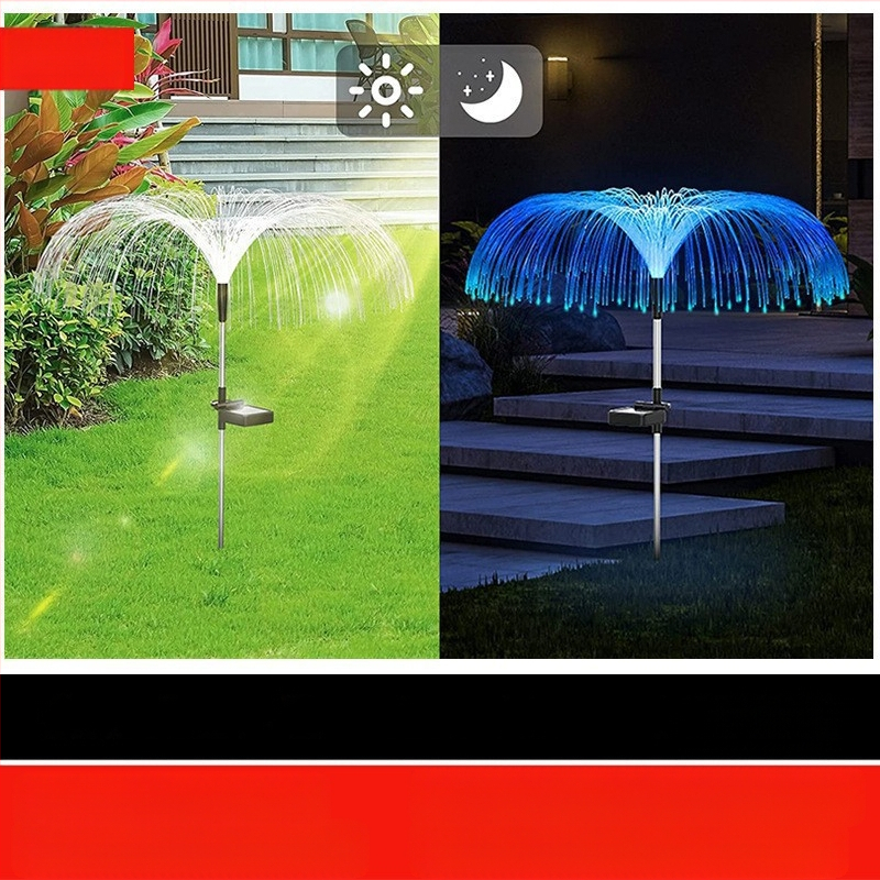 Határokon átnyúló napelemes medúza lámpa LED száloptikás színes hangulatvilágítás udvari táj dekorációs lámpák gyep padló konnektor lámpa