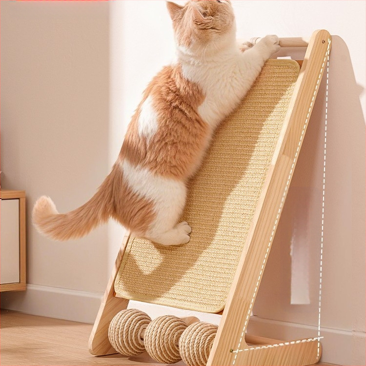 Sizalio katėms skirta draskyklė, tvirta mediena, atspari dilimui ir neskleidanti, vertikali katėms skirta draskyklė, katės letenėlė, katės draskyklė, sizalio virvės žaislas katėms