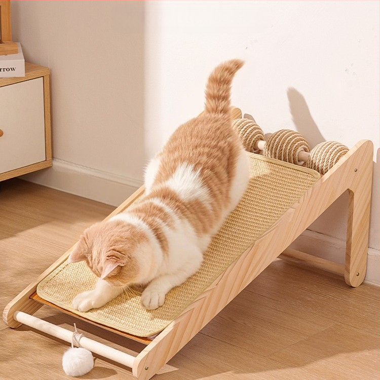 Sizalio katėms skirta draskyklė, tvirta mediena, atspari dilimui ir neskleidanti, vertikali katėms skirta draskyklė, katės letenėlė, katės draskyklė, sizalio virvės žaislas katėms