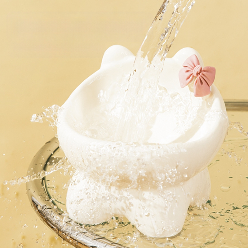 Macskatál macska kutyaeledel tál kerámia aranyos kreatív ferde szájú kis és közepes méretű kisállat tál étel rizs ivó nyak magas lábak