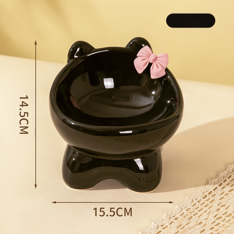 Macskatál macska kutyaeledel tál kerámia aranyos kreatív ferde szájú kis és közepes méretű kisállat tál étel rizs ivó nyak magas lábak