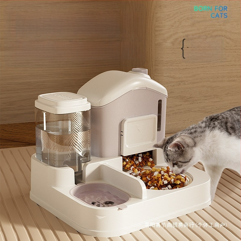 Kassikauss, kassitoidukauss, lumemaja, automaatne söötmisjootur, integreeritud ümberminekuvastane lemmikloomale, kassile, kutsikale, koerale mõeldud riisikauss, topeltkauss