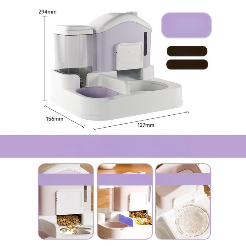 Kassikauss, kassitoidukauss, lumemaja, automaatne söötmisjootur, integreeritud ümberminekuvastane lemmikloomale, kassile, kutsikale, koerale mõeldud riisikauss, topeltkauss