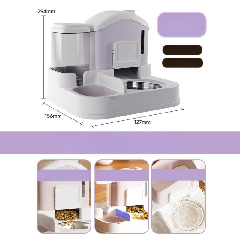 Kassikauss, kassitoidukauss, lumemaja, automaatne söötmisjootur, integreeritud ümberminekuvastane lemmikloomale, kassile, kutsikale, koerale mõeldud riisikauss, topeltkauss