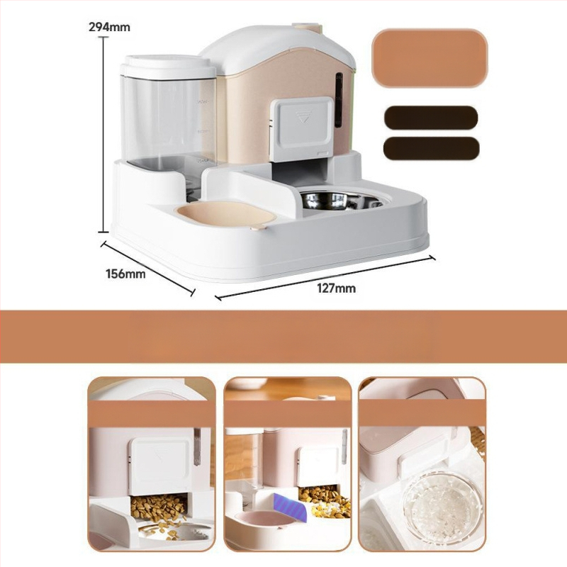 Kassikauss, kassitoidukauss, lumemaja, automaatne söötmisjootur, integreeritud ümberminekuvastane lemmikloomale, kassile, kutsikale, koerale mõeldud riisikauss, topeltkauss