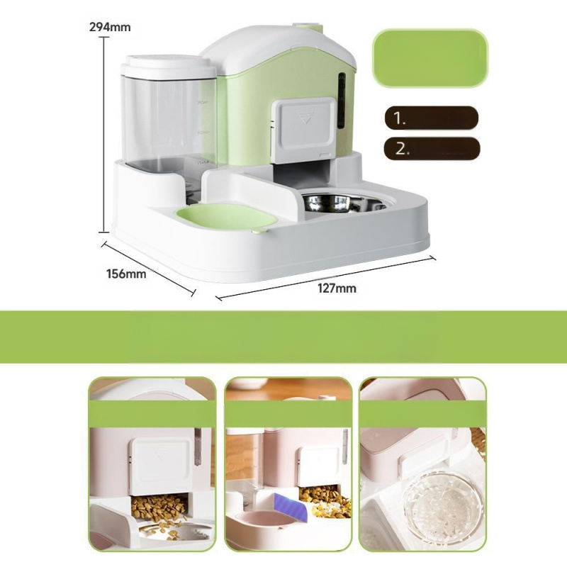 Kassikauss, kassitoidukauss, lumemaja, automaatne söötmisjootur, integreeritud ümberminekuvastane lemmikloomale, kassile, kutsikale, koerale mõeldud riisikauss, topeltkauss