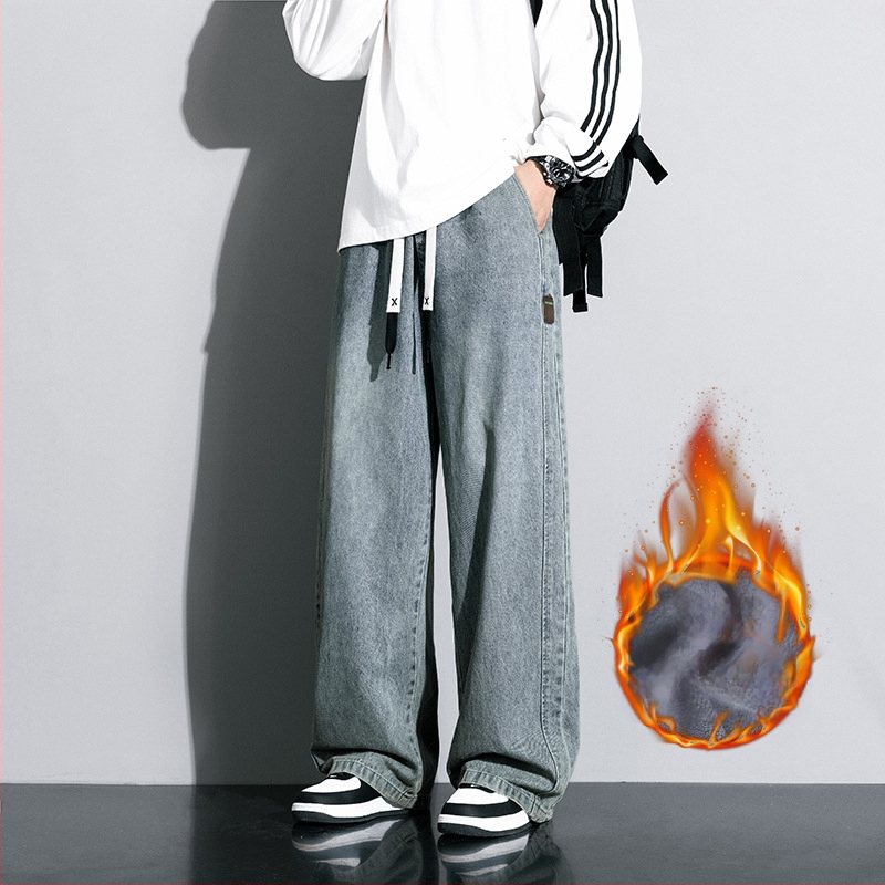 JYF-A502JR jaunas, taisnas, personalizētas, ielas stila džinsa bikses, amerikāņu stila, retro stila, tievējošas, plus izmēra, ar flīsa oderi, sabiezinātas