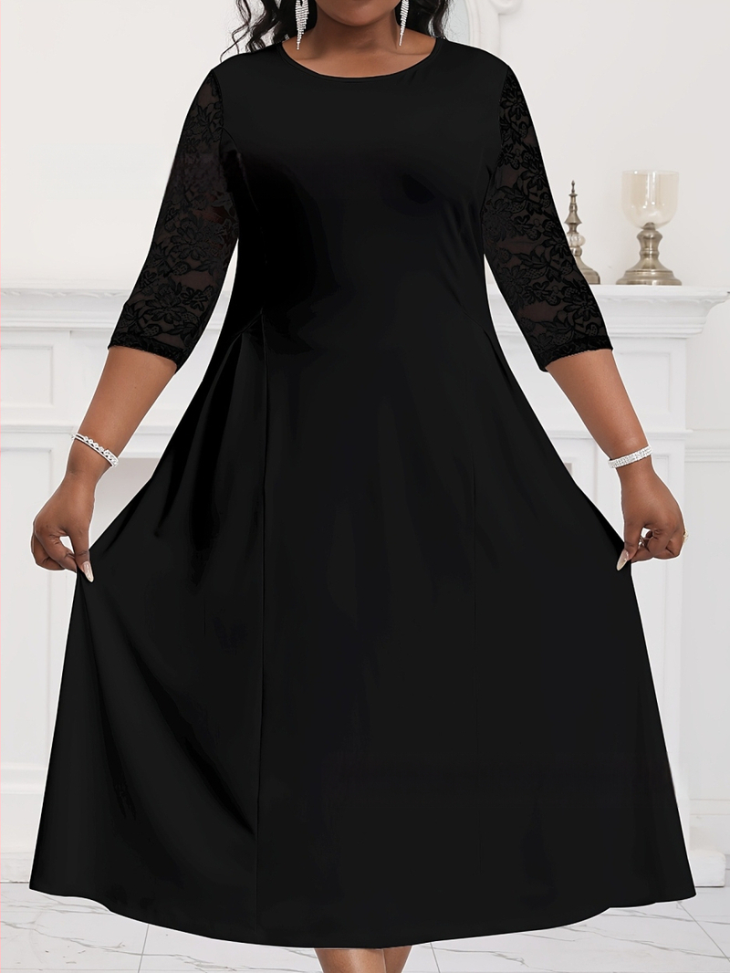 Външна търговия през границата Нов продукт Плюс размер Модна рокля Дамска едноцветна елегантна рокля с кръгло деколте и къс ръкав Лятна рокля Amazon