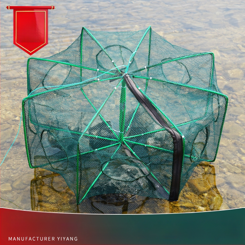 Kavez za ribu u obliku lepeze, sklopiva posuda za škampe, ribarska mreža, mreža za dolje, kavez za ribu, hvatanje ribe, hvatanje ribe, jegulje i jastoga, može ulaziti i izlaziti samo sa škampima