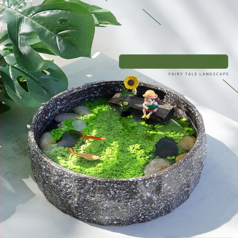 Senovinis metodas, cilindras, mikropeizažas, pasaka, kraštovaizdžio papuošalai, maži namų ūkiai, kūrybingi ekologiški vandens augalai, dekoratyviniai hidroponiniai augalų peizažai