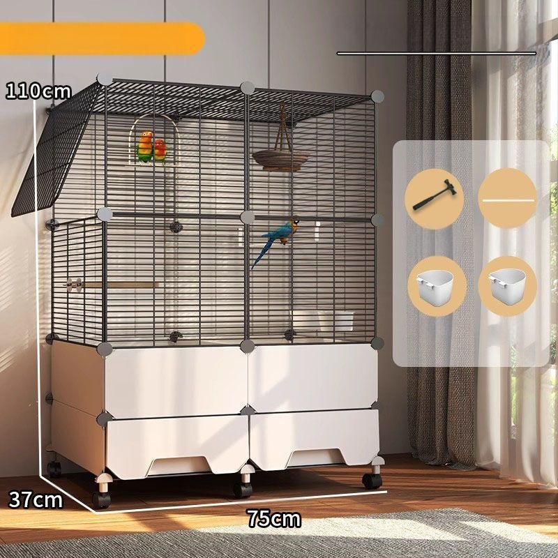 Suur pritsmekindel linnupuur papagoidele, kakaduudele, kuldnokkadele, suurtele müünidele, viirpapagoidele ja kanaarilindudele, luksuslik haljastusvilla