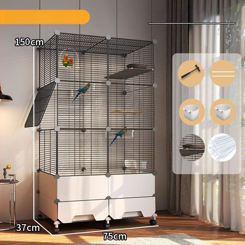 Suur pritsmekindel linnupuur papagoidele, kakaduudele, kuldnokkadele, suurtele müünidele, viirpapagoidele ja kanaarilindudele, luksuslik haljastusvilla