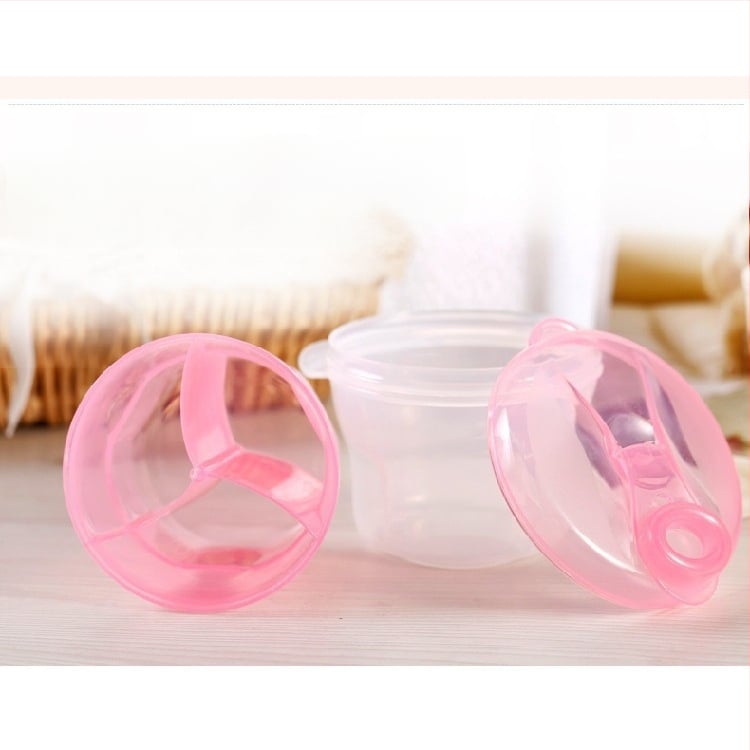 Gamyklinė didmeninė kūdikių pieno miltelių dėžutė Nešiojama pieno miltelių dalytuvo dėžutė Trijų skyrių besisukanti pieno miltelių užkandžių pakuotė