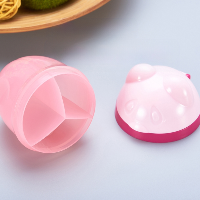 Gamykloje tiesiogiai pagaminta trijų sluoksnių nešiojama pieno miltelių trijų skyrių besisukanti pieno miltelių dėžutė naujagimio pieno miltelių laikymo dėžutė