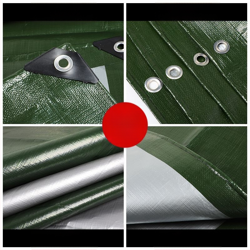 Armee roheline hõbedane PE presenning vihmakindel päikesekindel kulumiskindel telgimatt õues paksendatud päikesekaitsekreemi soojusisolatsiooniga lõuendist vihmakangas