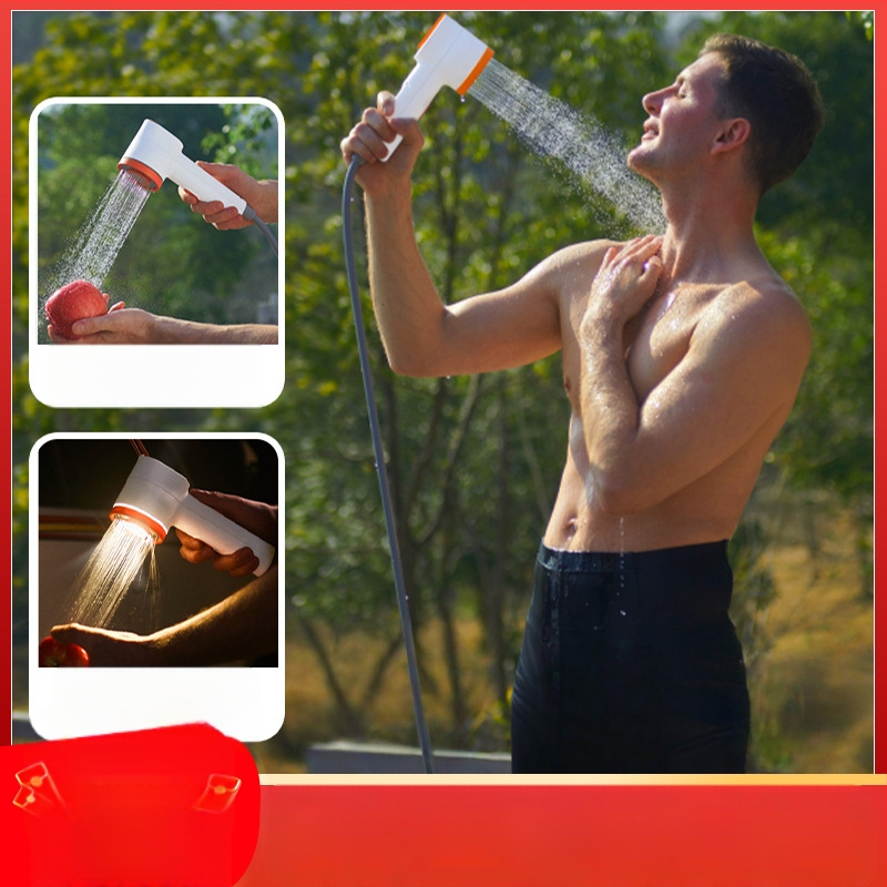 2025 m. naujas lauko dušo apšvietimas, integruotas maudymosi patogus įtaisas, kempingo bendrabutis, elektrinis mobilus dušas