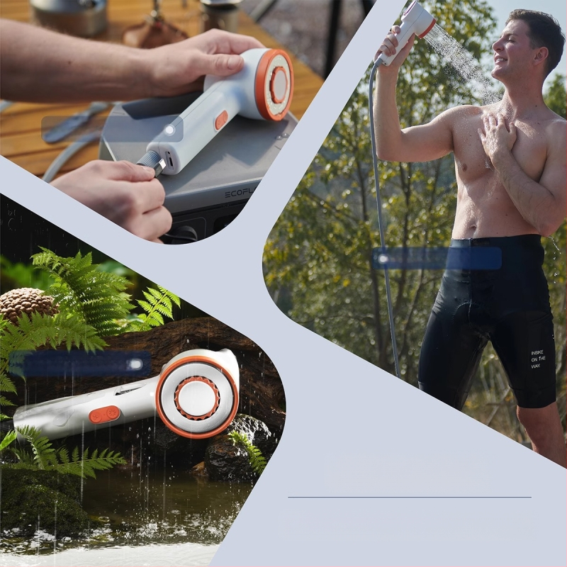 2025 m. naujas lauko dušo apšvietimas, integruotas maudymosi patogus įtaisas, kempingo bendrabutis, elektrinis mobilus dušas