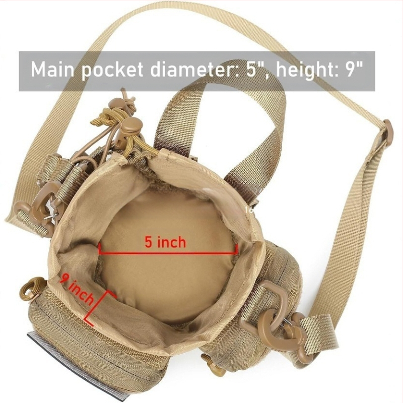 Taktikaline käekott veepudelikoti jaoks, reguleeritava õlarihmaga Oxfordi riidest kott, isoleeritud, veekindel ja kulumiskindel veepudelikott